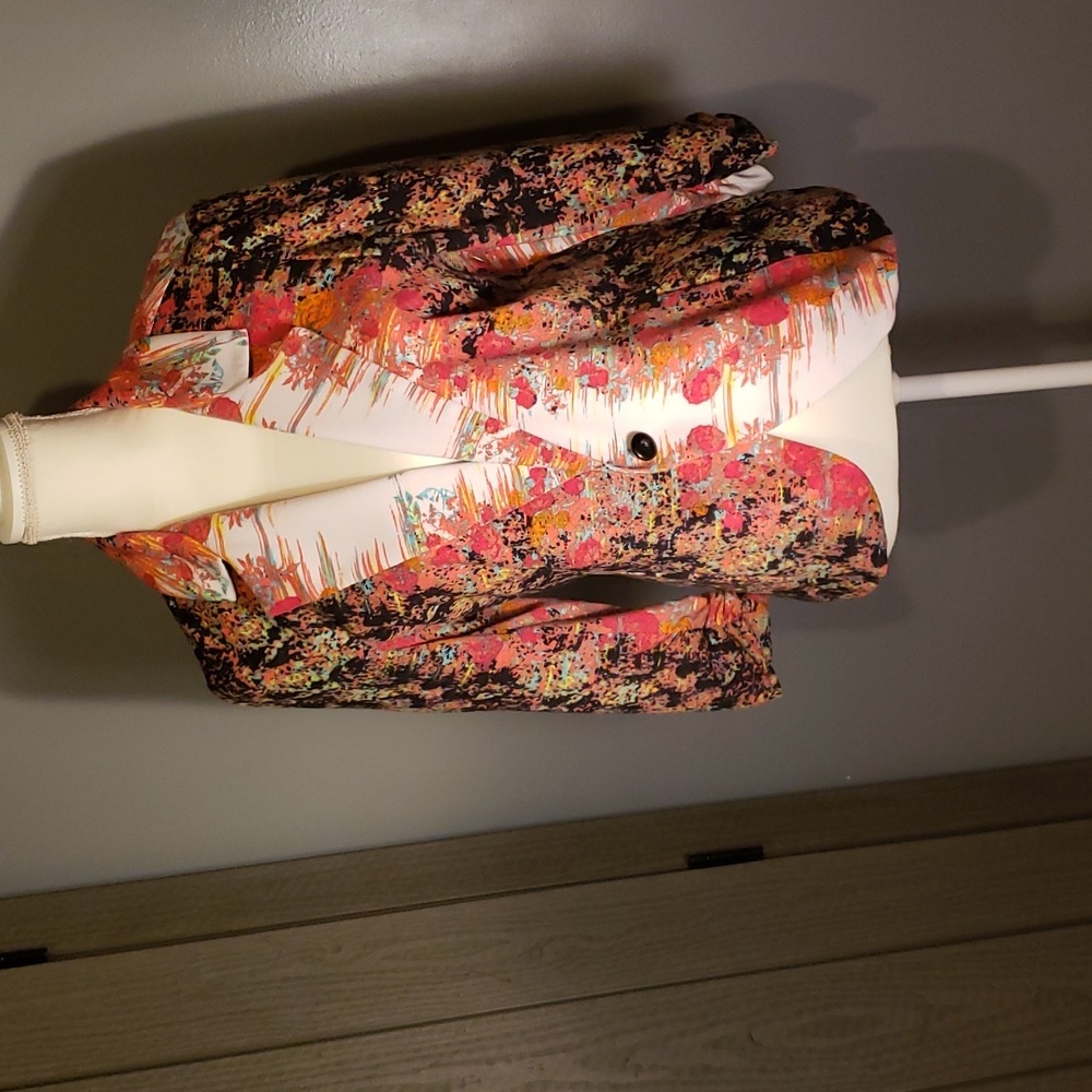 New Directions Floral Tapestry Blazer No Pockets with Poly White Lining